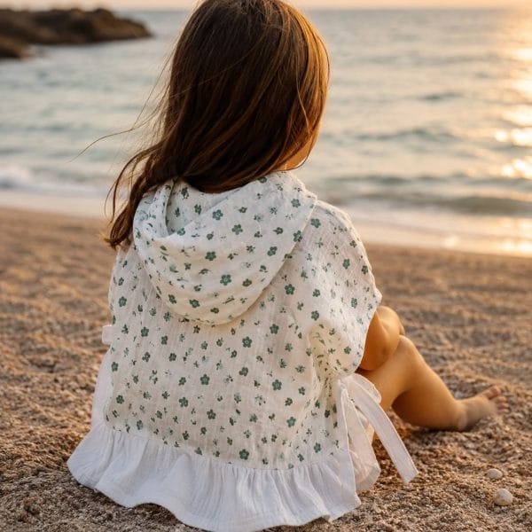 pončo za plažu za djecu, zeleno cvijeće